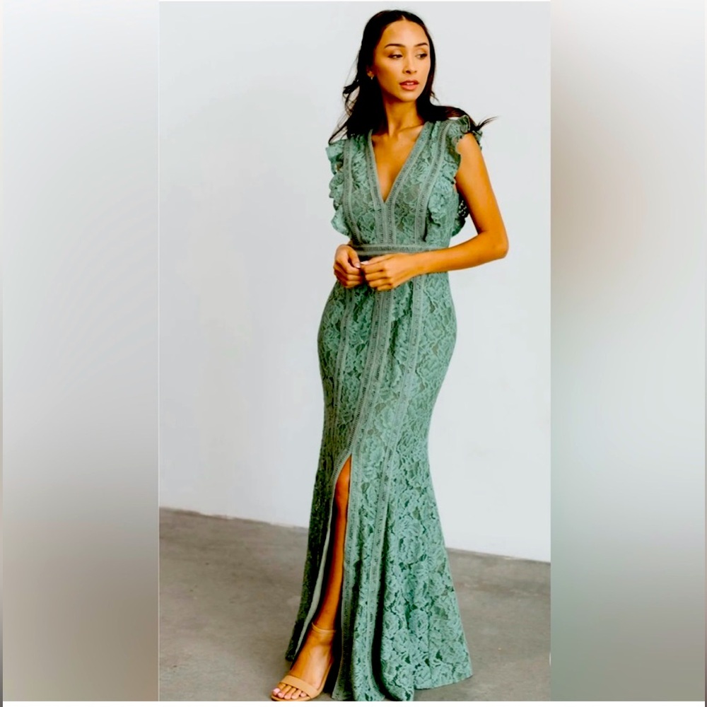 Baltic born Monroe lace maxi dress sage size Large